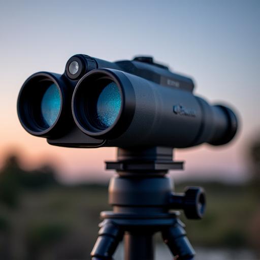 Orion Giant View 25x100 astronomy binoculars on a tripod